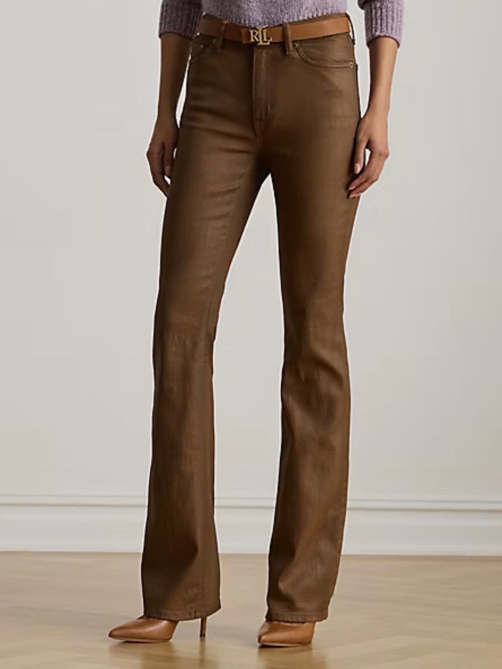 Lauren Ralph Lauren Women’s High-Rise Boot Leg Coated Jeans Terracotta Size 8